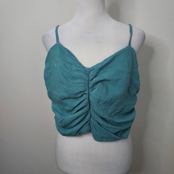 Abercrombie & Fitch Teal Green Sleeveless Cropped Top Size Xl - Picture 1 of 6